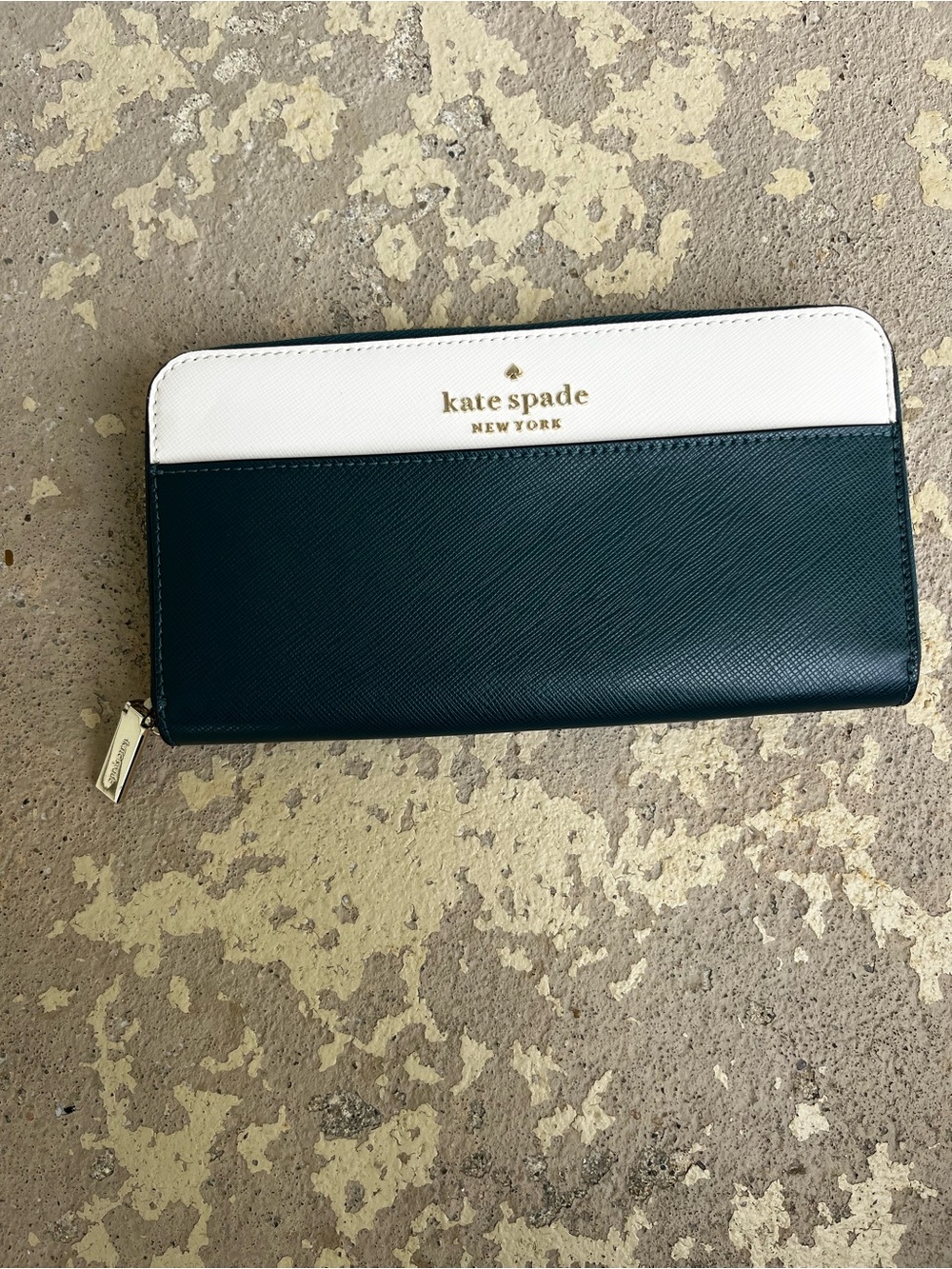 New kate spade Two-Tone Wallet — Dark Teal and Cream